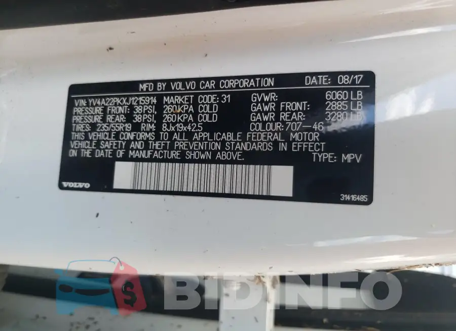 YV4A22PKXJ1215914 Photo# 12