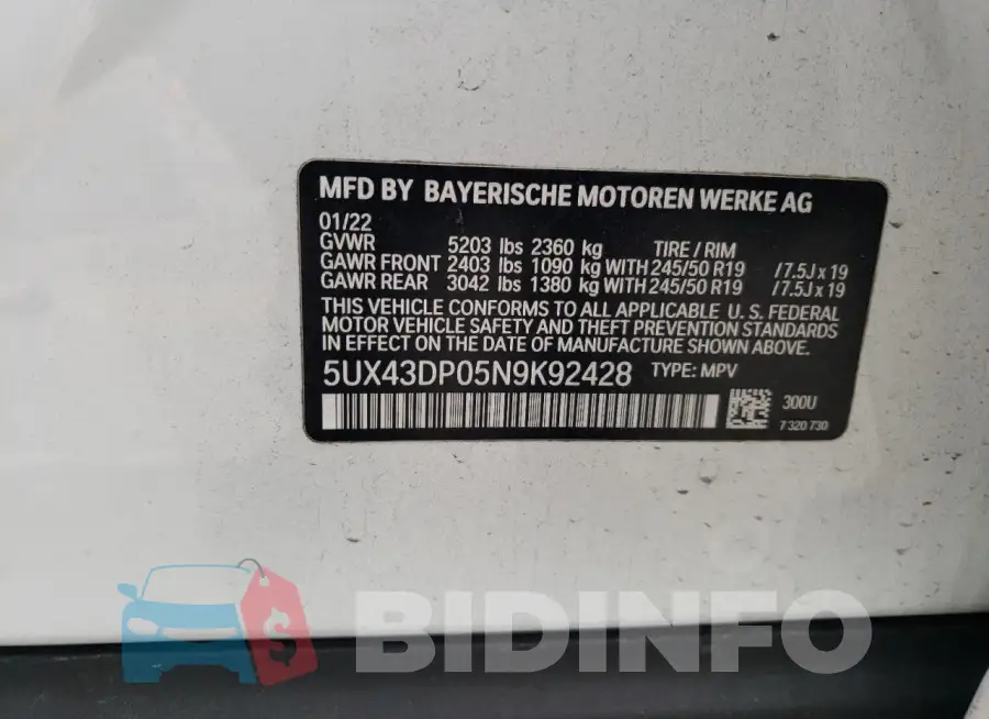 5UX43DP05N9K92428 Photo# 14