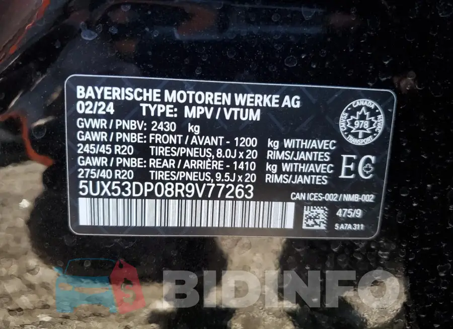 5UX53DP08R9V77263 Photo# 14