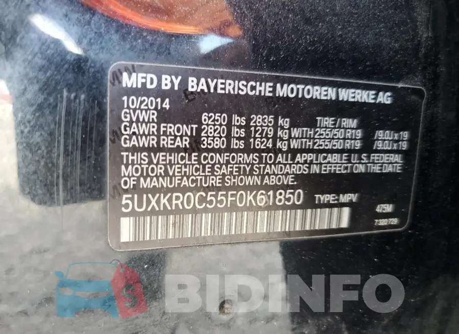 5UXKR0C55F0K61850 Photo# 13
