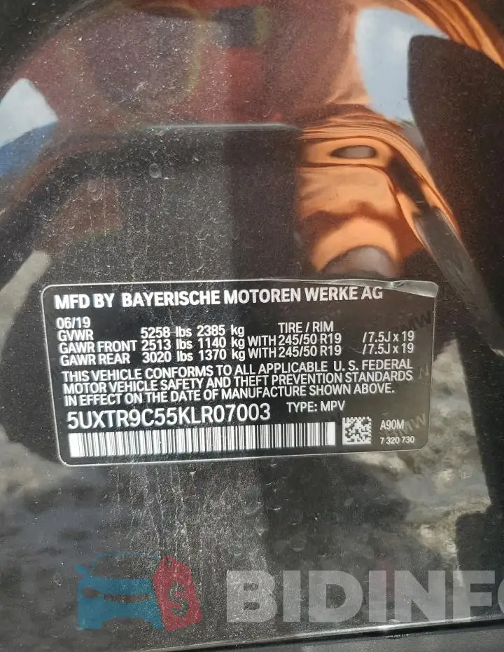 5UXTR9C55KLR07003 Photo# 13