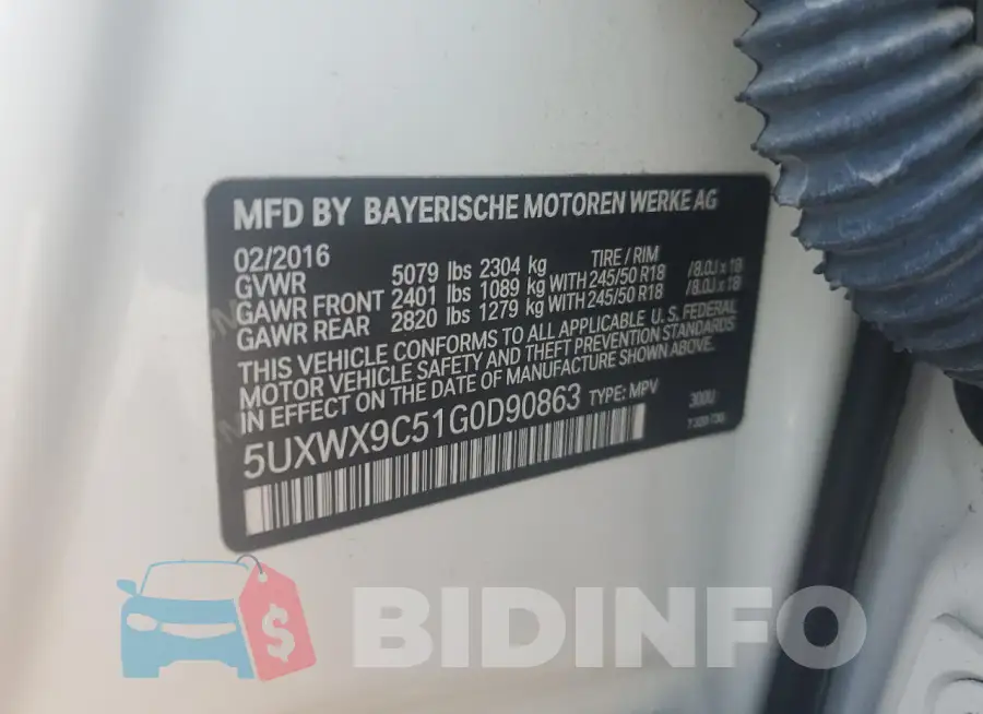 5UXWX9C51G0D90863 Photo# 13