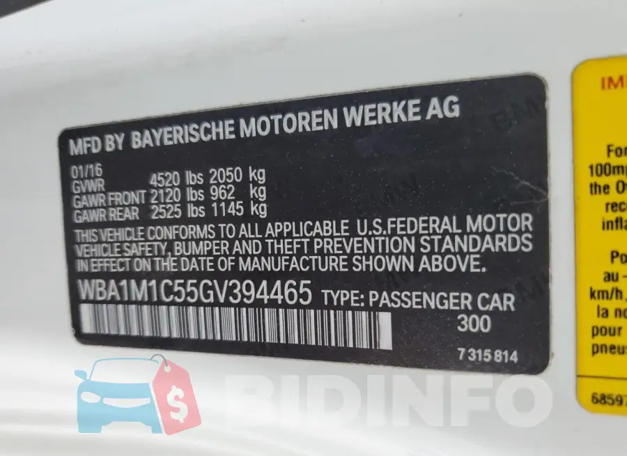 WBA1M1C55GV394465 Photo# 13
