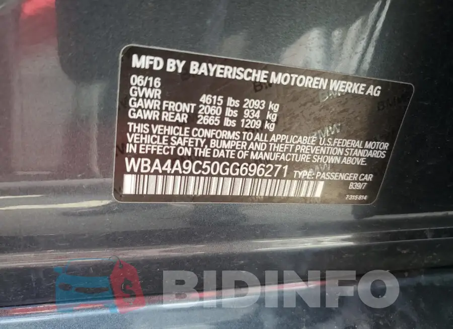 WBA4A9C50GG696271 Photo# 12