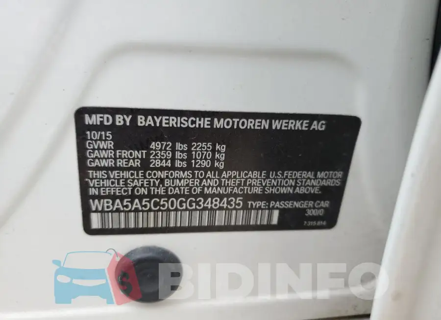 WBA5A5C50GG348435 Photo# 12