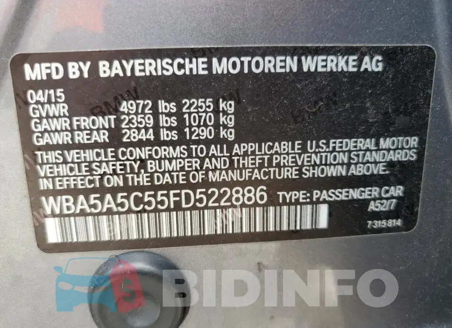 WBA5A5C55FD522886 Photo# 13