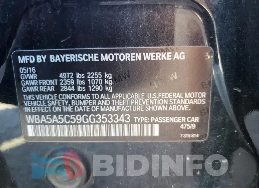 WBA5A5C59GG353343 Photo# 12