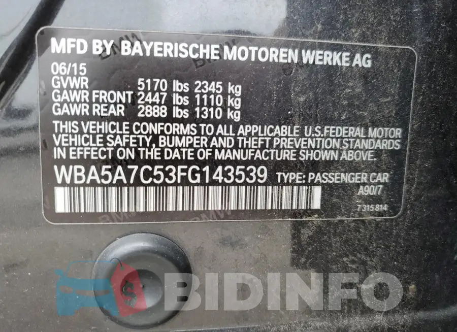 WBA5A7C53FG143539 Photo# 12