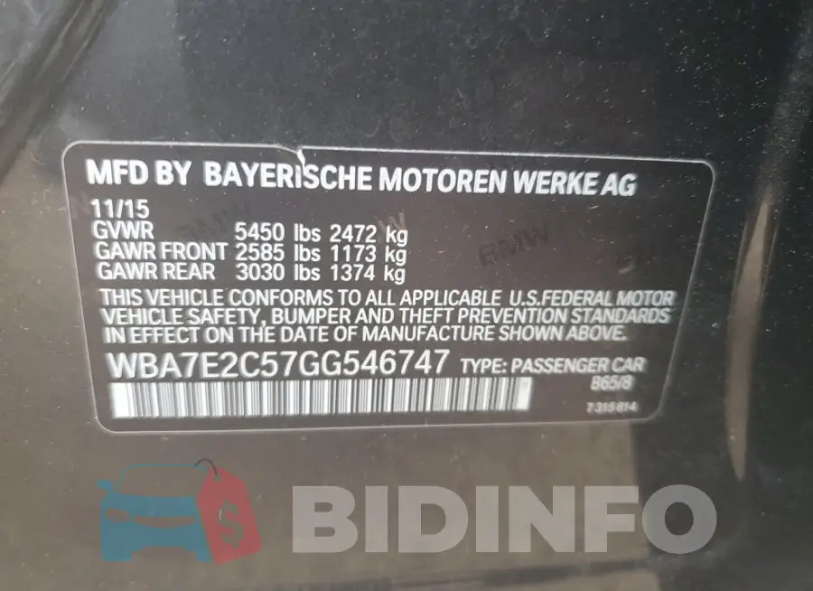 WBA7E2C57GG546747 Photo# 12