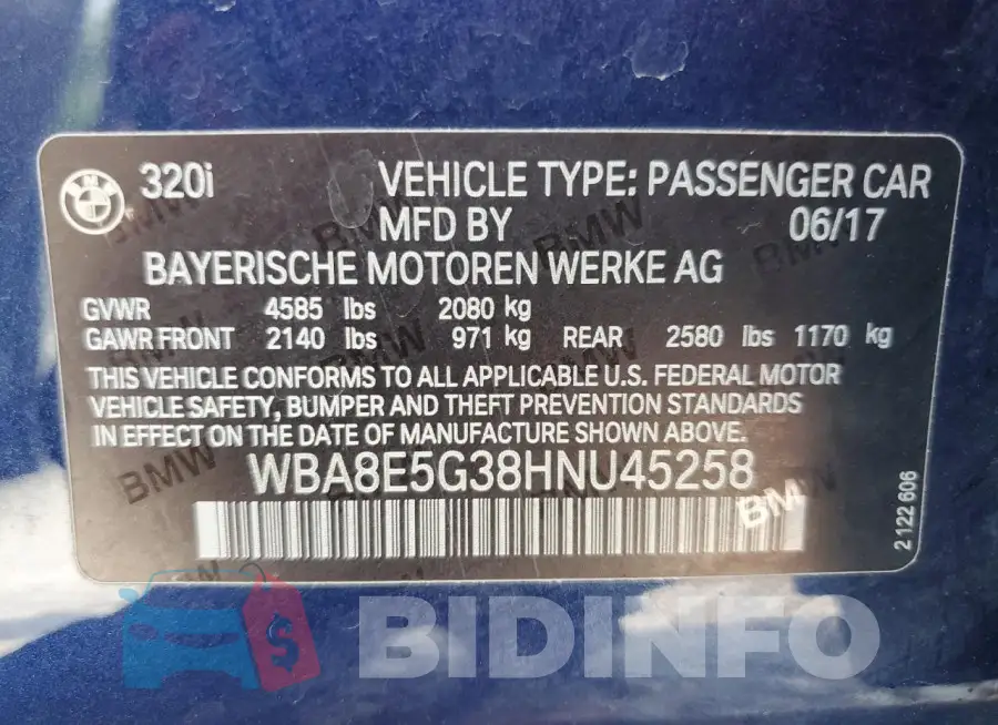 WBA8E5G38HNU45258 Photo# 12