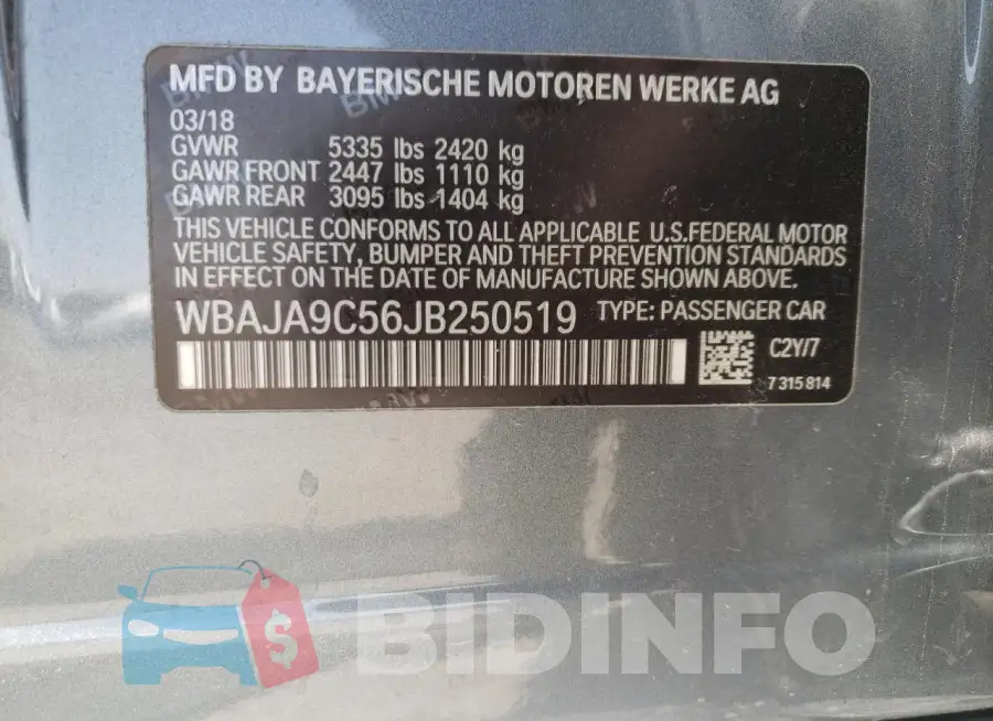 WBAJA9C56JB250519 Photo# 12