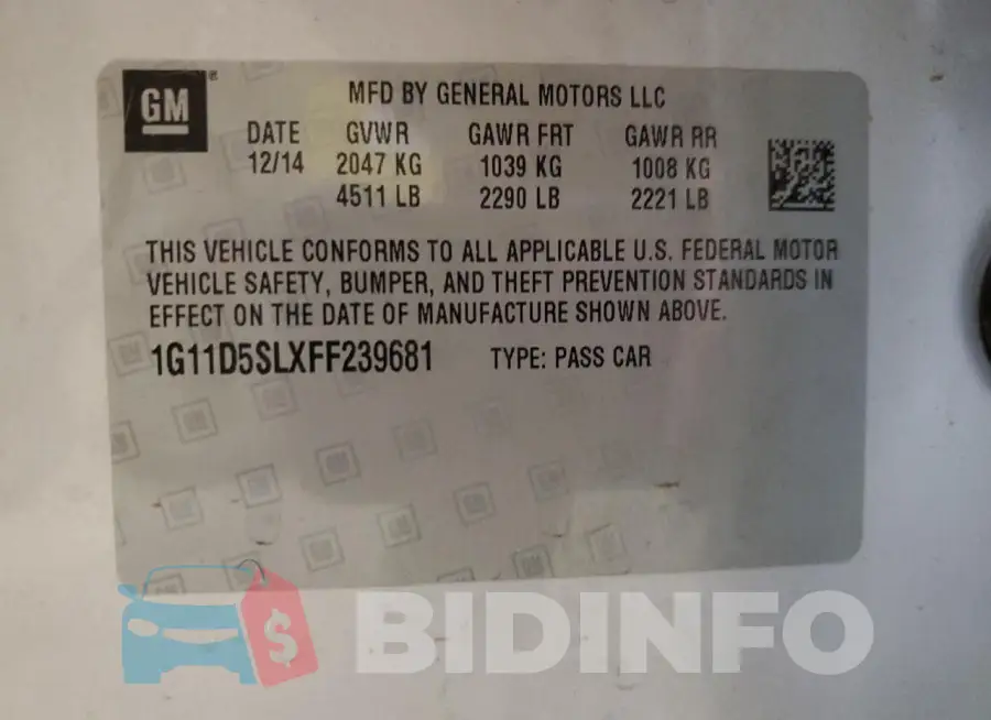 1G11D5SLXFF239681 Photo# 13