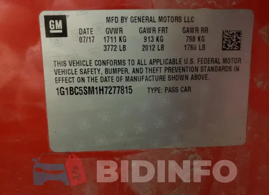 1G1BC5SM1H7277815 Photo# 12