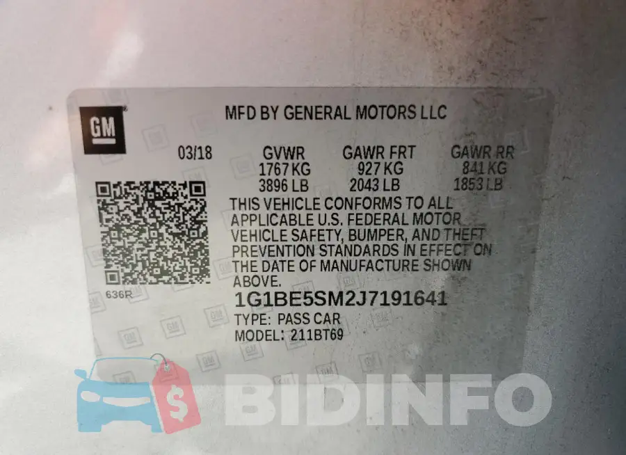 1G1BE5SM2J7191641 Photo# 12