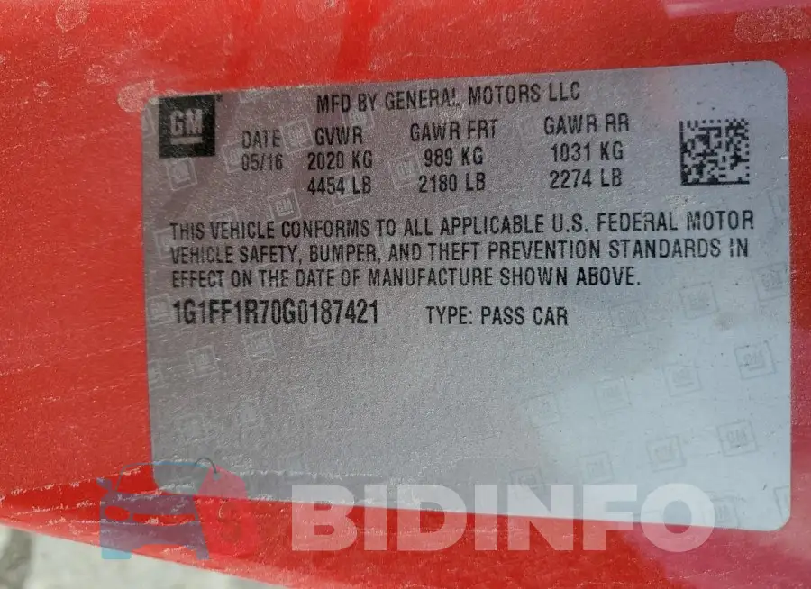 1G1FF1R70G0187421 Photo# 13