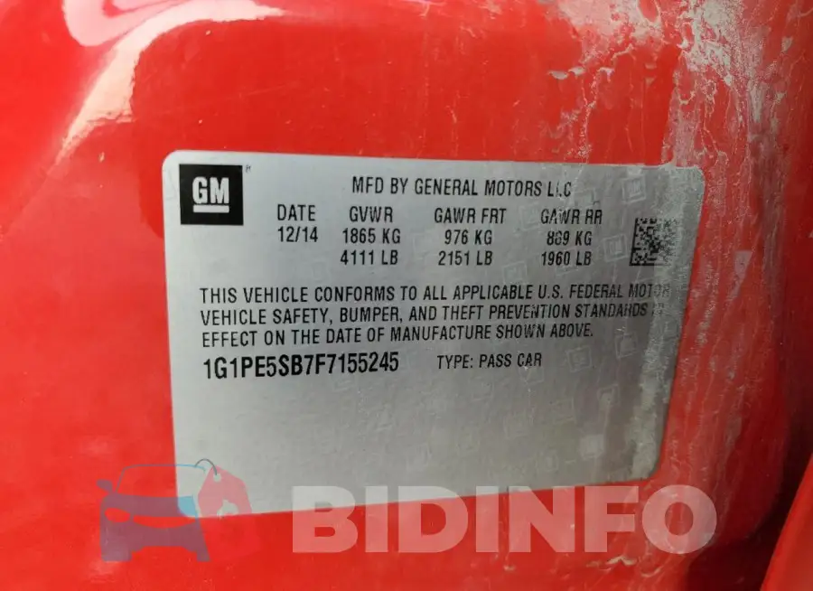 1G1PE5SB7F7155245 Photo# 12