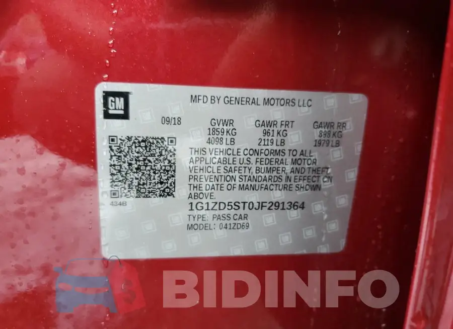 1G1ZD5ST0JF291364 Photo# 12