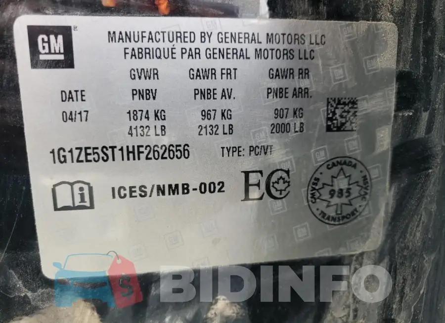 1G1ZE5ST1HF262656 Photo# 12