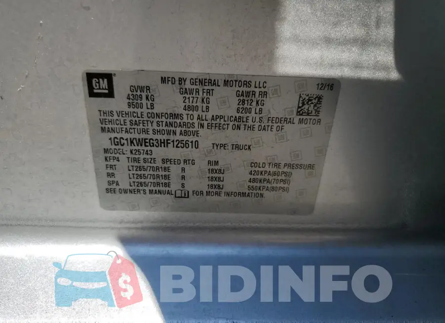 1GC1KWEG3HF125610 Photo# 12