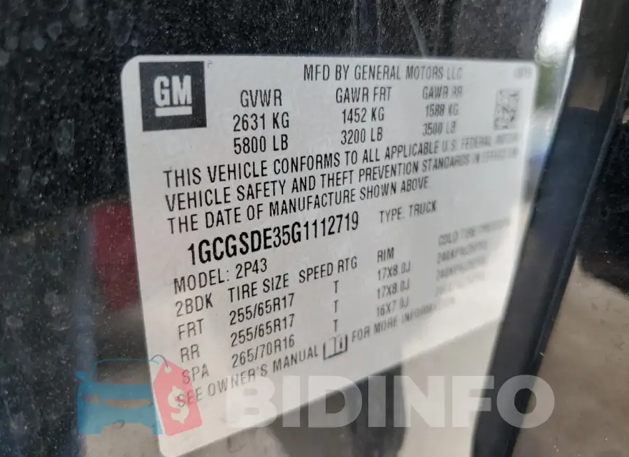 1GCGSDE35G1112719 Photo# 12