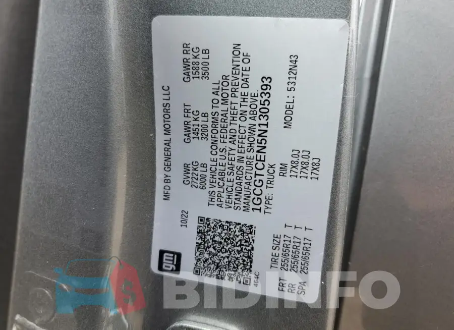 1GCGTCEN5N1305393 Photo# 12