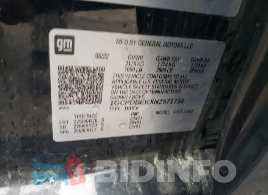 1GCPDBEKXNZ571734 Photo# 13