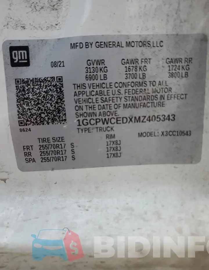 1GCPWCEDXMZ405343 Photo# 12