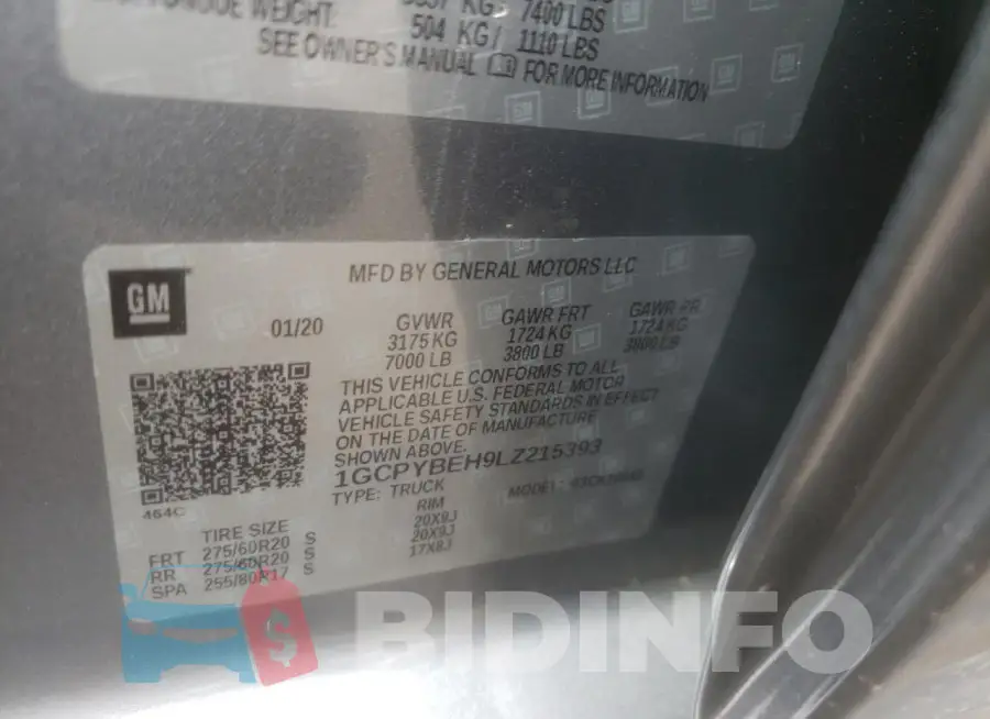 1GCPYBEH9LZ215393 Photo# 12