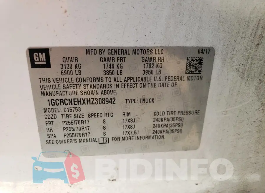1GCRCNEHXHZ308942 Photo# 12