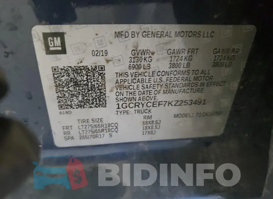 1GCRYCEF7KZ253491 Photo# 12
