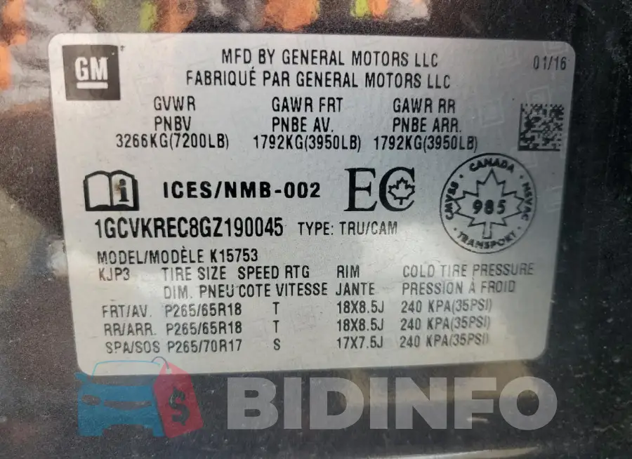 1GCVKREC8GZ190045 Photo# 13