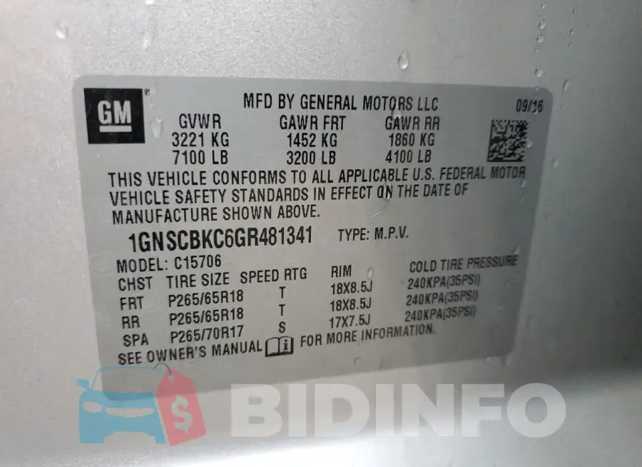 1GNSCBKC6GR481341 Photo# 13