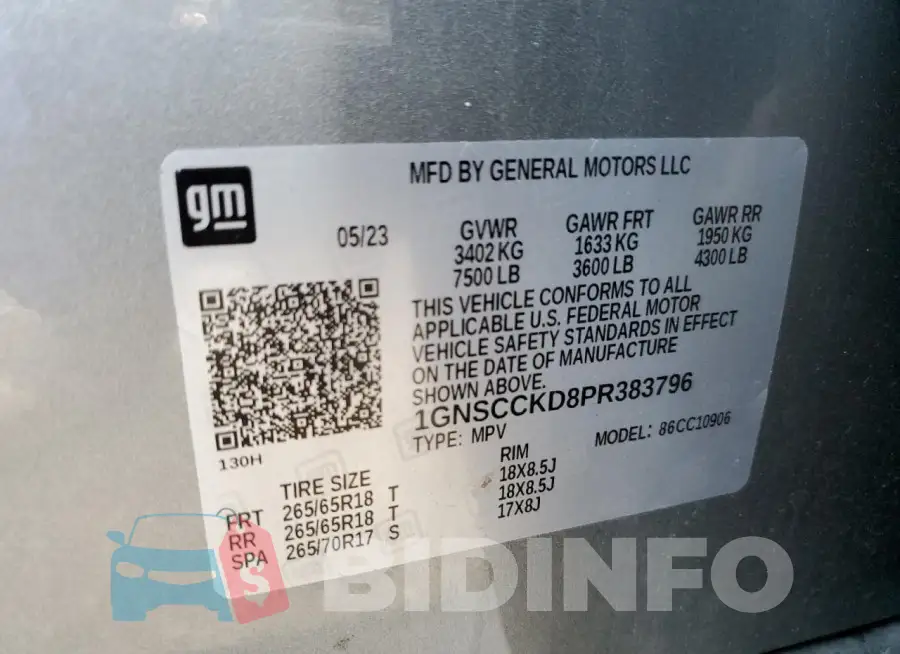 1GNSCCKD8PR383796 Photo# 13