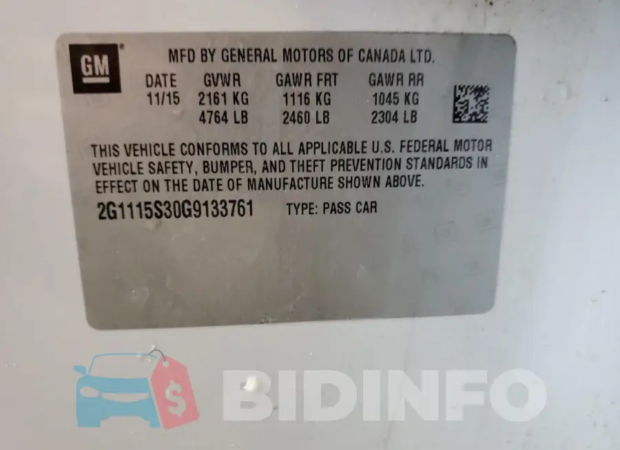 2G1115S30G9133761 Photo# 4