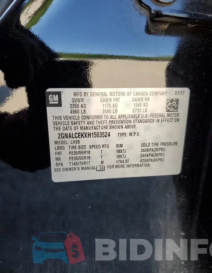 2GNALCEKXH1563524 Photo# 13