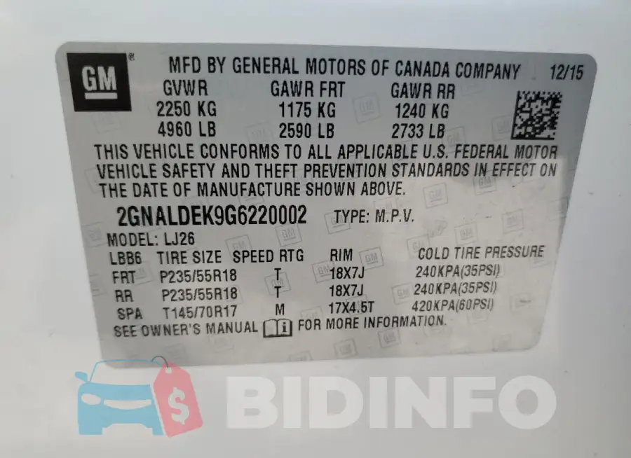 2GNALDEK9G6220002 Photo# 12