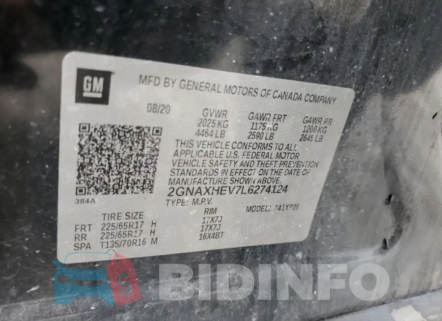 2GNAXHEV7L6274124 Photo# 13