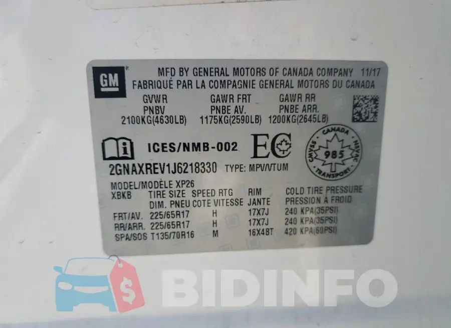 2GNAXREV1J6218330 Photo# 13