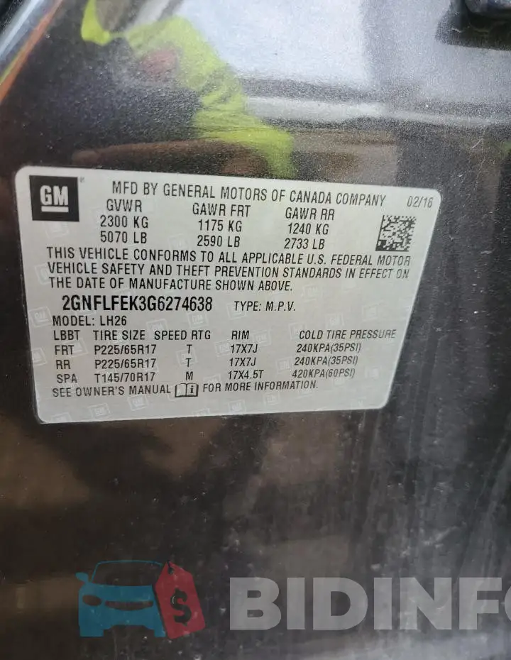 2GNFLFEK3G6274638 Photo# 12