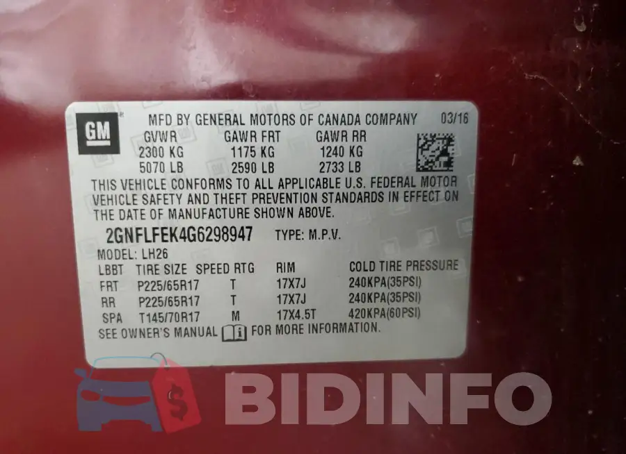 2GNFLFEK4G6298947 Photo# 13