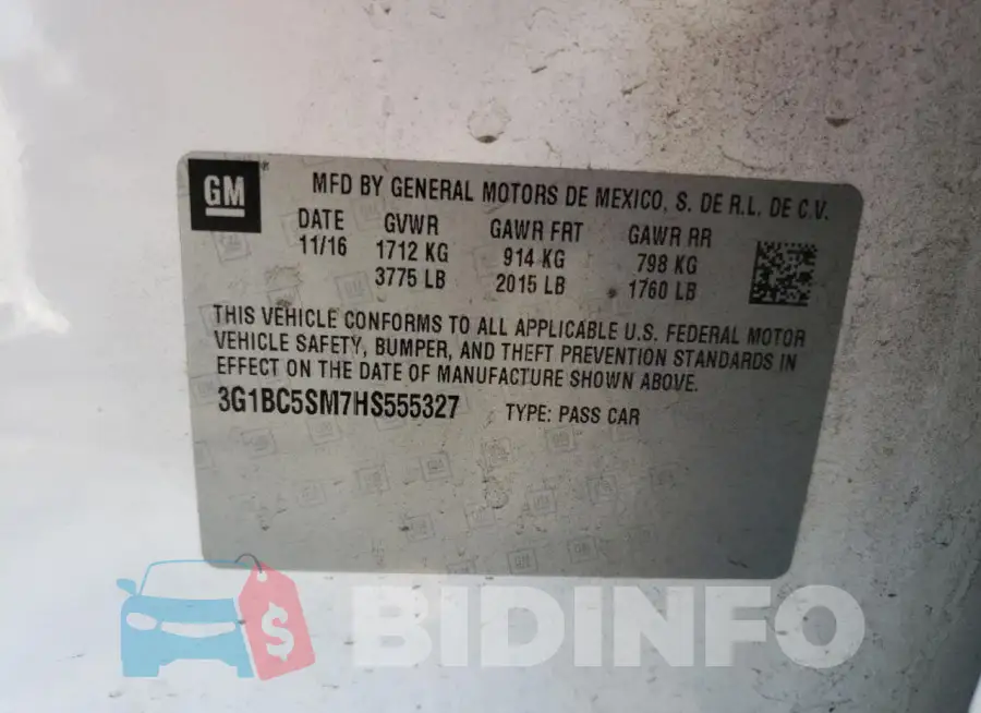 3G1BC5SM7HS555327 Photo# 12