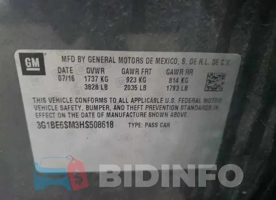 3G1BE6SM3HS508618 Photo# 12