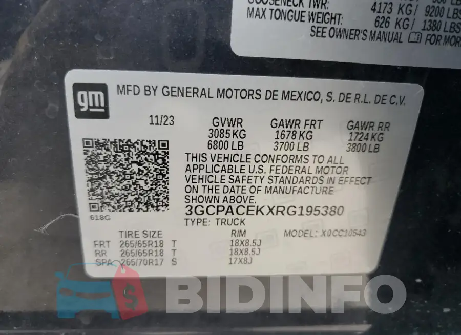 3GCPACEKXRG195380 Photo# 12