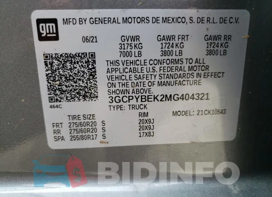 3GCPYBEK2MG404321 Photo# 12