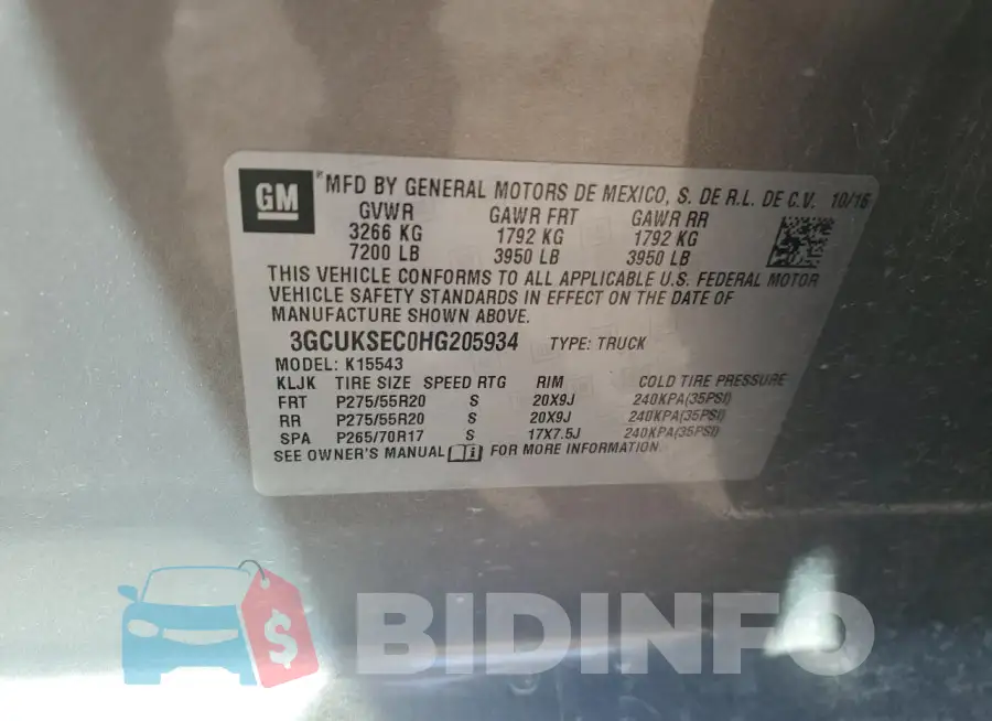 3GCUKSEC0HG205934 Photo# 12