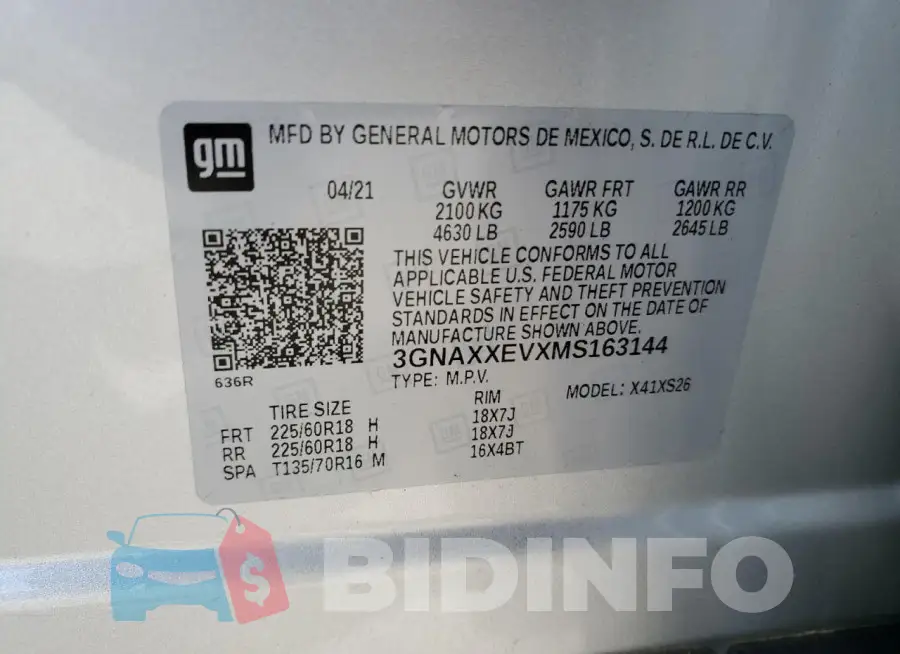 3GNAXXEVXMS163144 Photo# 12
