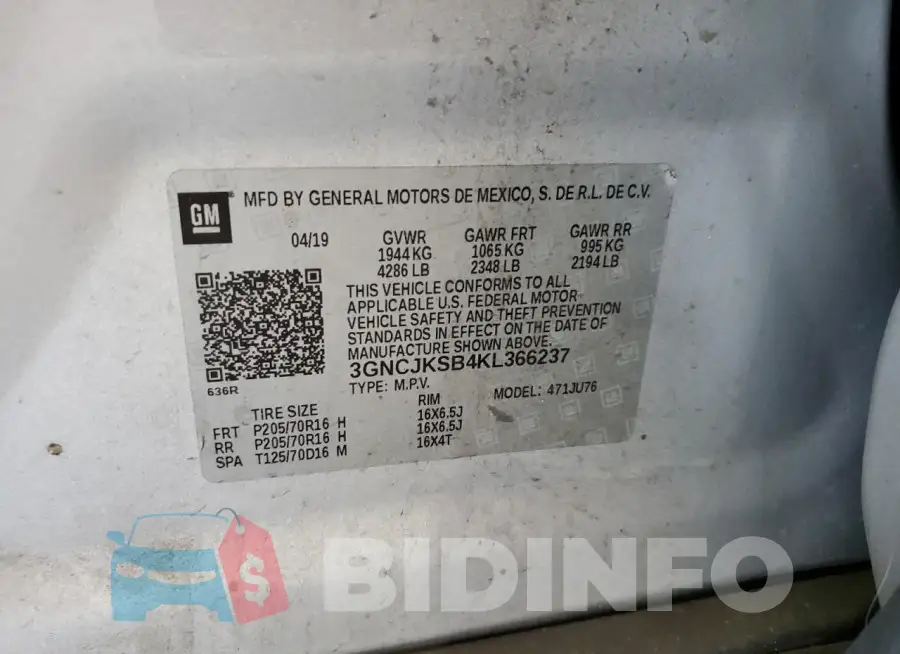 3GNCJKSB4KL366237 Photo# 13
