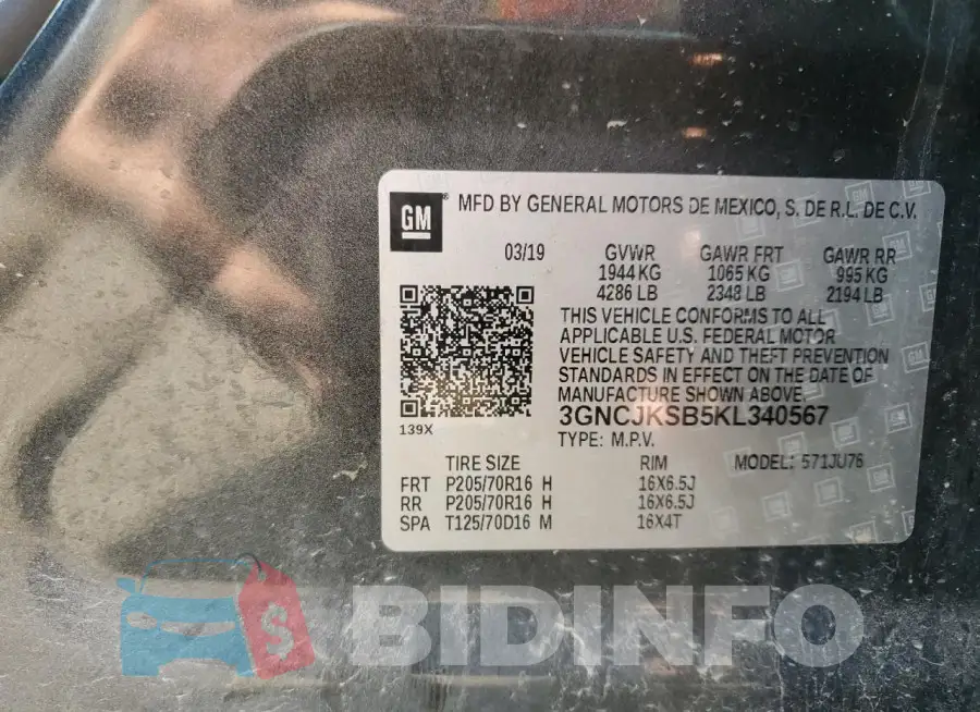 3GNCJKSB5KL340567 Photo# 13