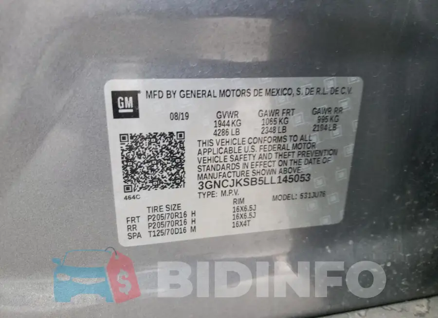 3GNCJKSB5LL145053 Photo# 12