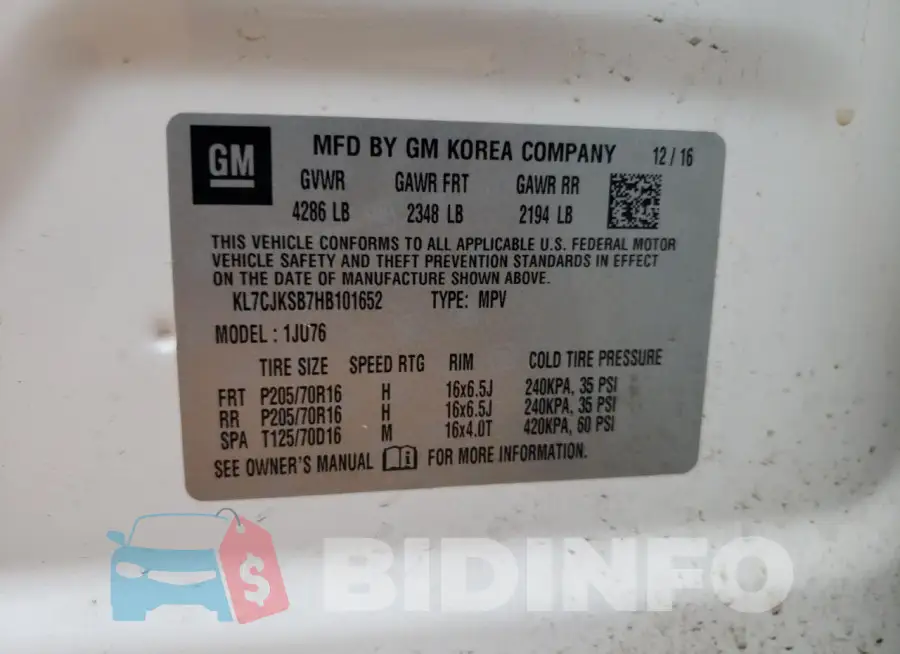 KL7CJKSB7HB101652 Photo# 12